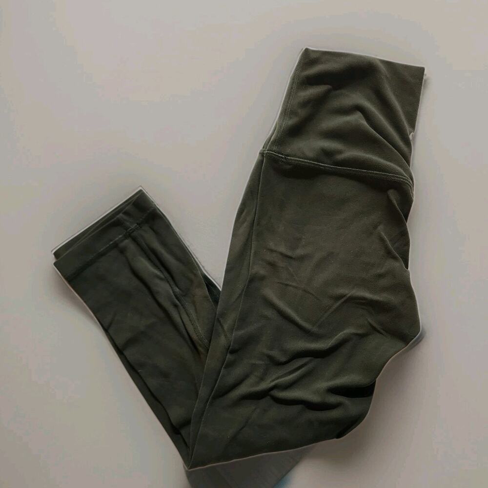 Lululemon Align High-Rise Leggings Size 4 Dark Olive Green Nulu Capri Cropped